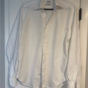 White Culturata linen-like shirt, woven in Italy sz L